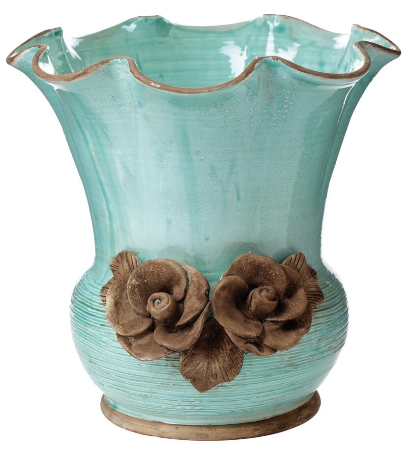 
Vietri’s line of Tuscan earthenware includes a fluted planter, 12 1/2 inches tall and...