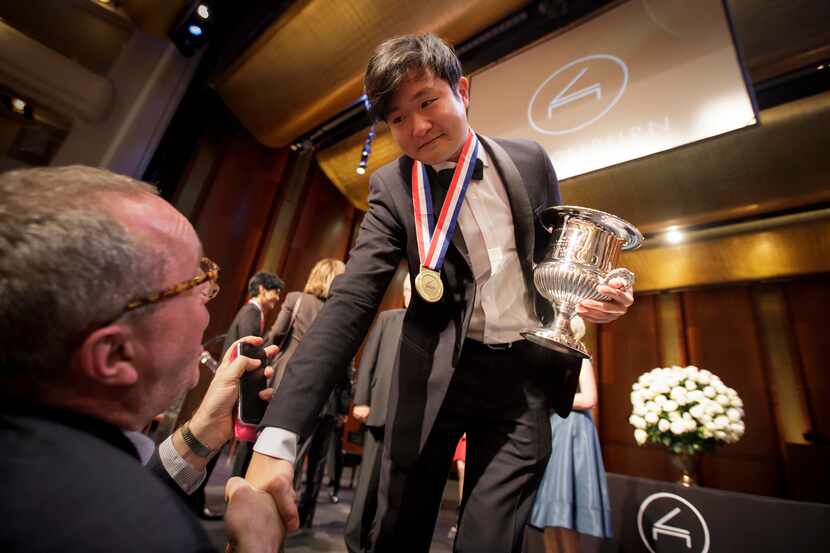 Gold medalist Yekwon Sunwoo of South Korea was congratulated after the Van Cliburn...