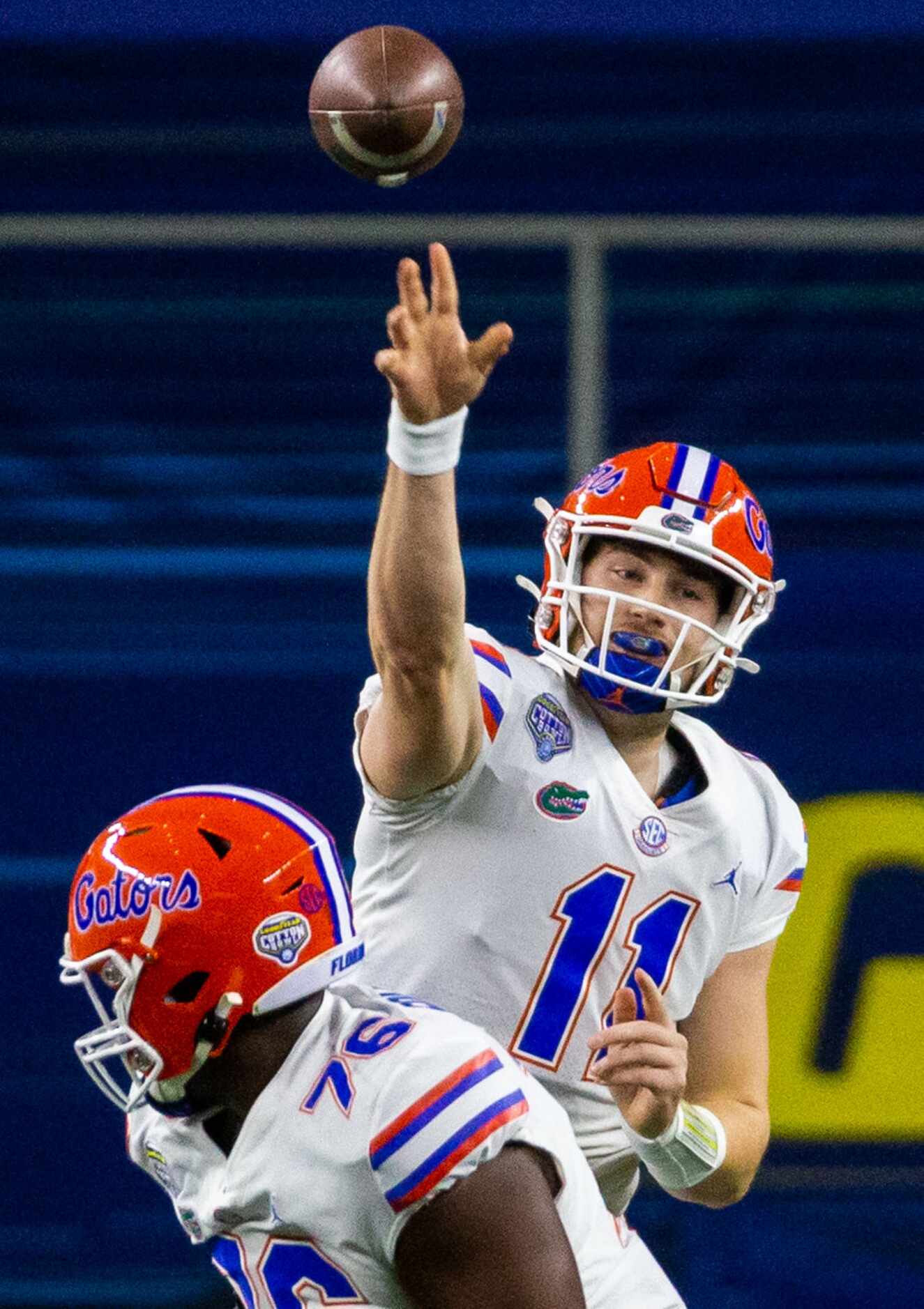 Florida Gators quarterback Kyle Trask (11) throws a pass during the first quarter of the...
