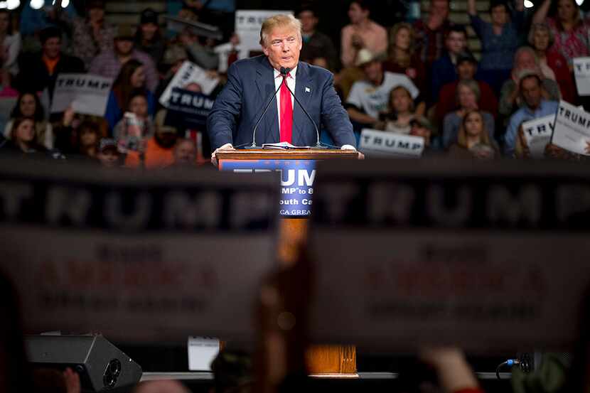  Republican presidential candidate Donald Trump speaks at a rally at Sumter Country Civic...