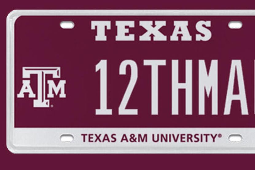 To honor its rowdy football fans, Texas A&M is auctioning off a "12th Man" license plate on...