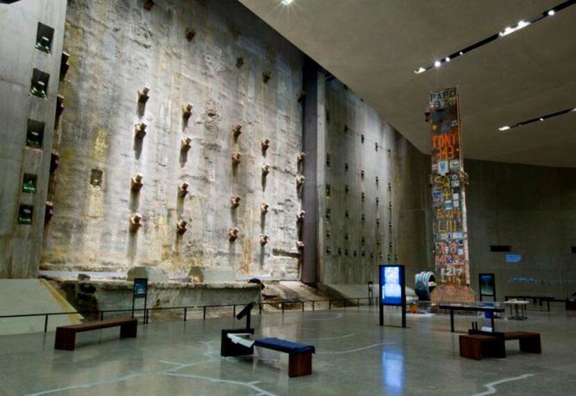 
In the museum’s Foundation Hall, the 36-foot-high Last Column is covered with graffiti,...