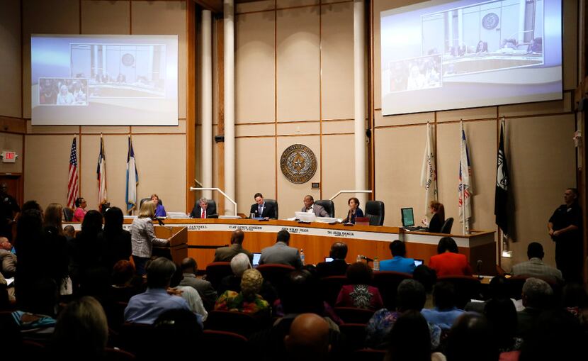 The Dallas County Commissioners Court meeting is held at the administration building in...