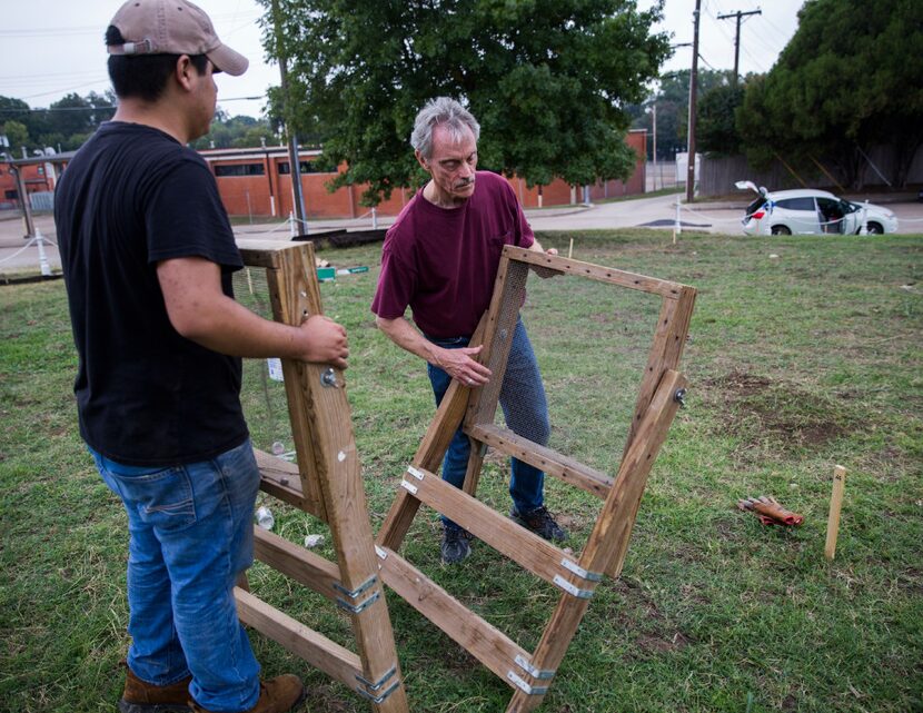 Richland College student Alex Flores (left) and Tim Sullivan, professor of anthropology,...