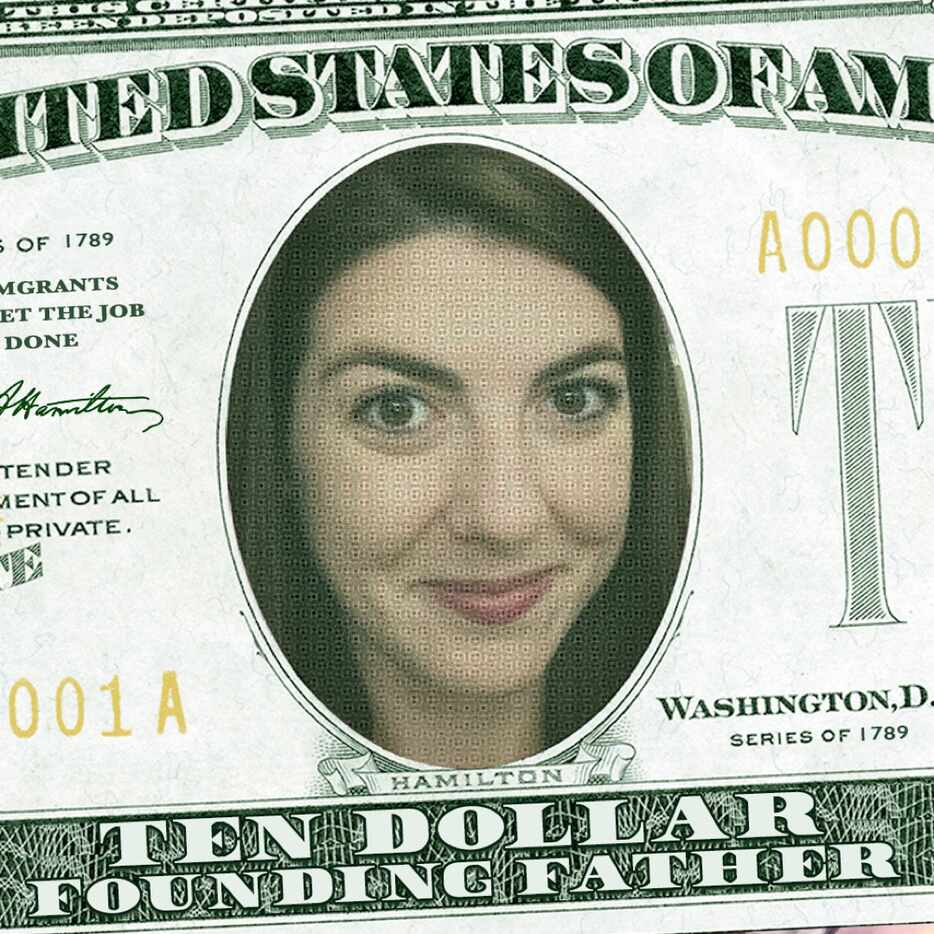 Filters on the #HamCam feature of the new Hamilton app include a ten dollar bill, a kingly...