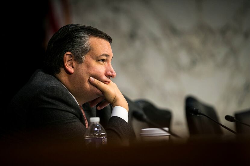 Sen. Ted Cruz, attending a Senate Armed Services Committee hearing earlier this year,(Al...