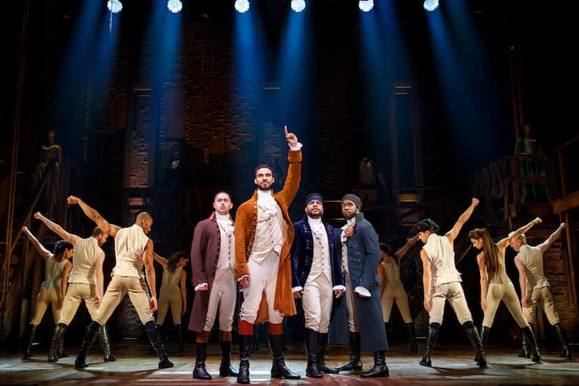 "Hamilton," shown here in the 2021 national tour of the Broadway show at Fair Park.