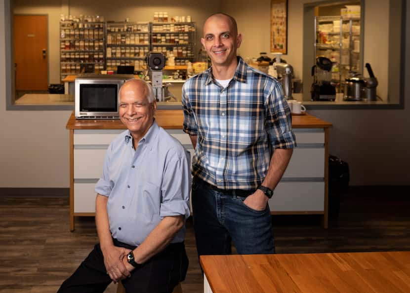 Surinder Kumar, left, CEO-Chief Innovation Officer, and his son Daven Kumar, Co-founder and...