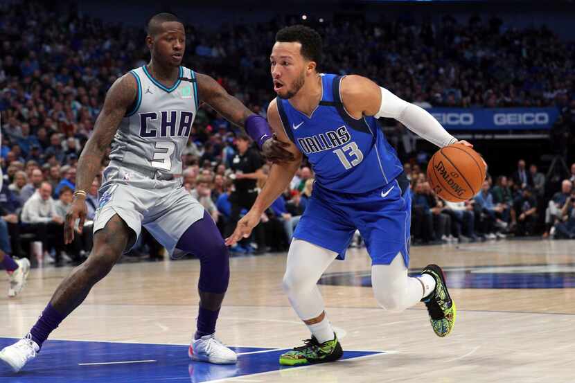 Charlotte Hornets guard Terry Rozier (3) Dallas Mavericks guard Jalen Brunson (13) in an NBA...