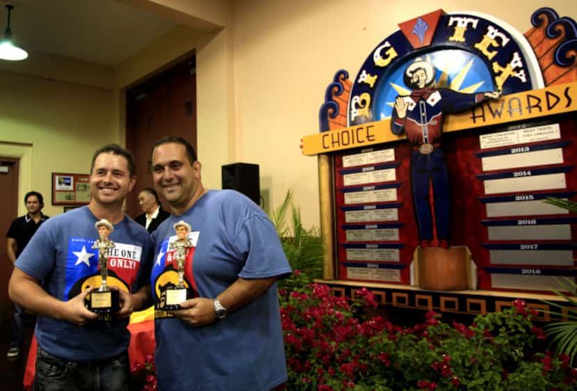 Justin Martinez (left), who won most creative, stands with Isaac Rousso during the Big Tex...