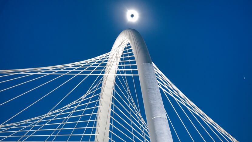 How we got the photo: Capturing the 2024 solar eclipse over Dallas’ Margaret Hunt Hill Bridge