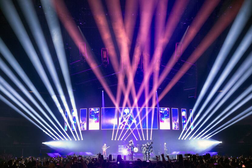Muse performs during the band's Simulation Theory world tour at the American Airlines Center...