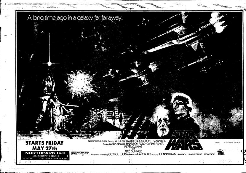 A full-page ad for Star Wars ran in The Dallas Morning News on May 22, 1977.
