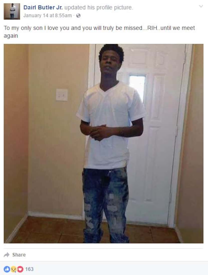 Dairl Butler's father posted a tribute to his son on Facebook after he was fatally shot. 