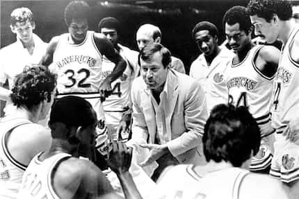 4/15/84 - Dallas Mavericks coach Dick Motta, in first exhibition game.
