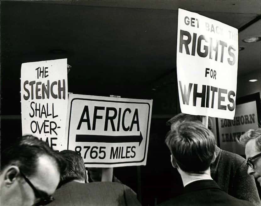 Counter-demonstrators at the 1965 demonstration for racial equality.