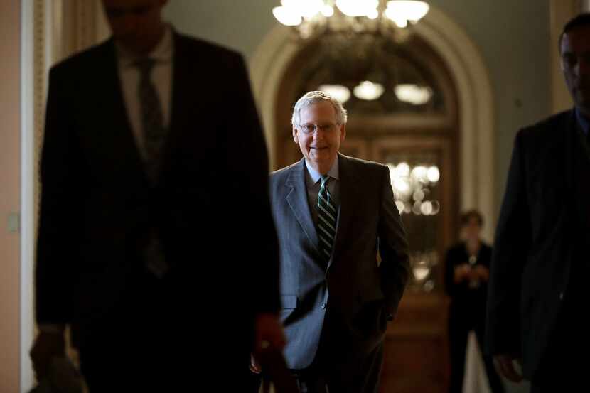 Senate Majority Leader Mitch McConnell (R-KY) arrives at the U.S. Capitol on Thursday....
