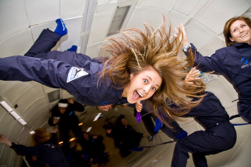 The weightless flight includes 15 parabolic maneuvers creating 20-30 seconds of...