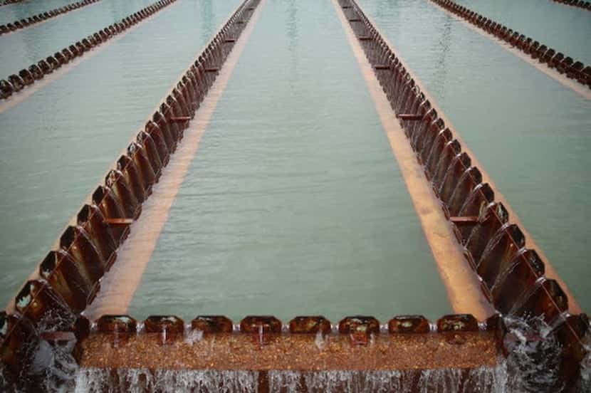 
Water passes through a sanitation basin in Water Treatment Plant 4 at the North Texas...