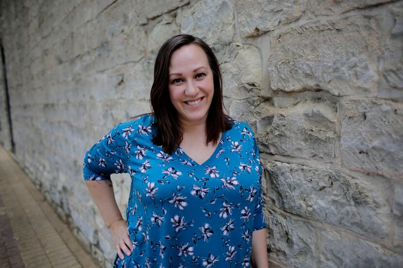 FILE - In this July 1, 2019, file photo, Air Force veteran MJ Hegar poses for a photo in...