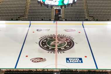 A look at the new center-ice logo for Dallas Stars games at the American Airlines Center.