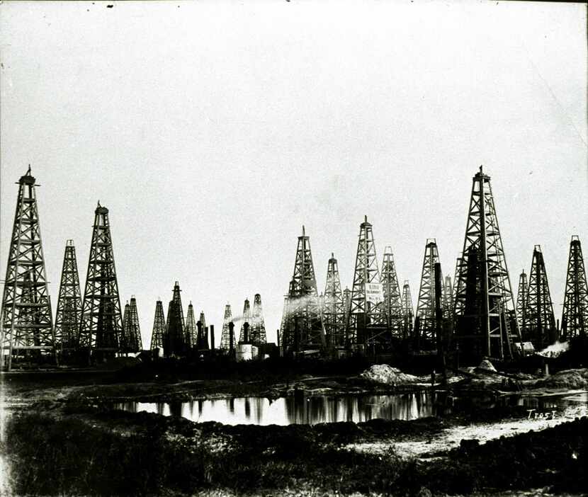This undated photo provided by the Texas Energy Museum shows the Spindletop oil field near...
