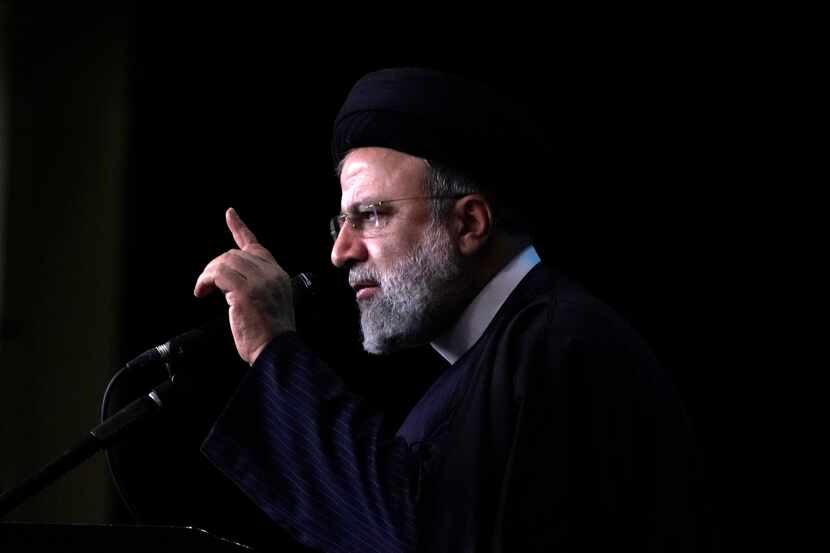 Iranian President Ebrahim Raisi spoke during a commemoration for the late Revolutionary...