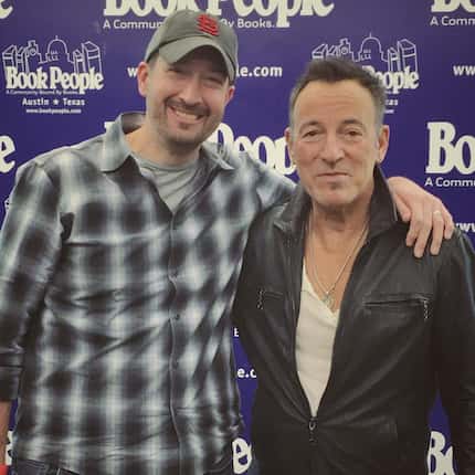 Greg Liestman, left, met his musical hero Bruce Springsteen at a 2016 book signing in...