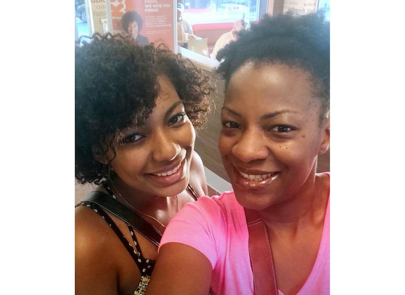 Taje Perkins (left) and her mother, Takiia Anderson, snapped a photo on Taje's first day at...