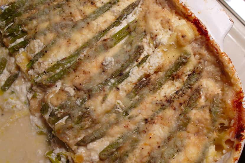 This asparagus lasagna, made by Alfonso Cevola, is made with fresh lasagna noodles from...