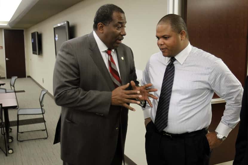 
Rep. Eric Johnson (right), D-Dallas, with State Sen. Royce West, has authored several...