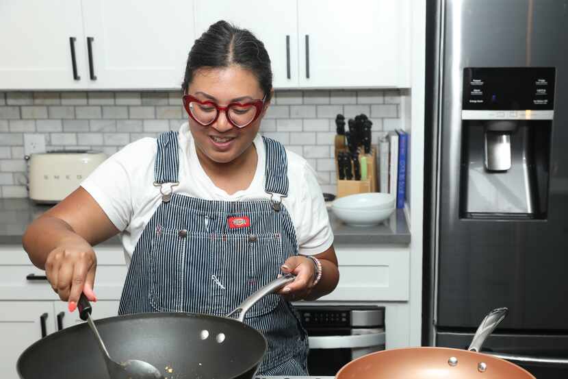 Owner and chef of Ulam Dallas Anna Swann prepares Spamsilog, a breakfast dish made with...