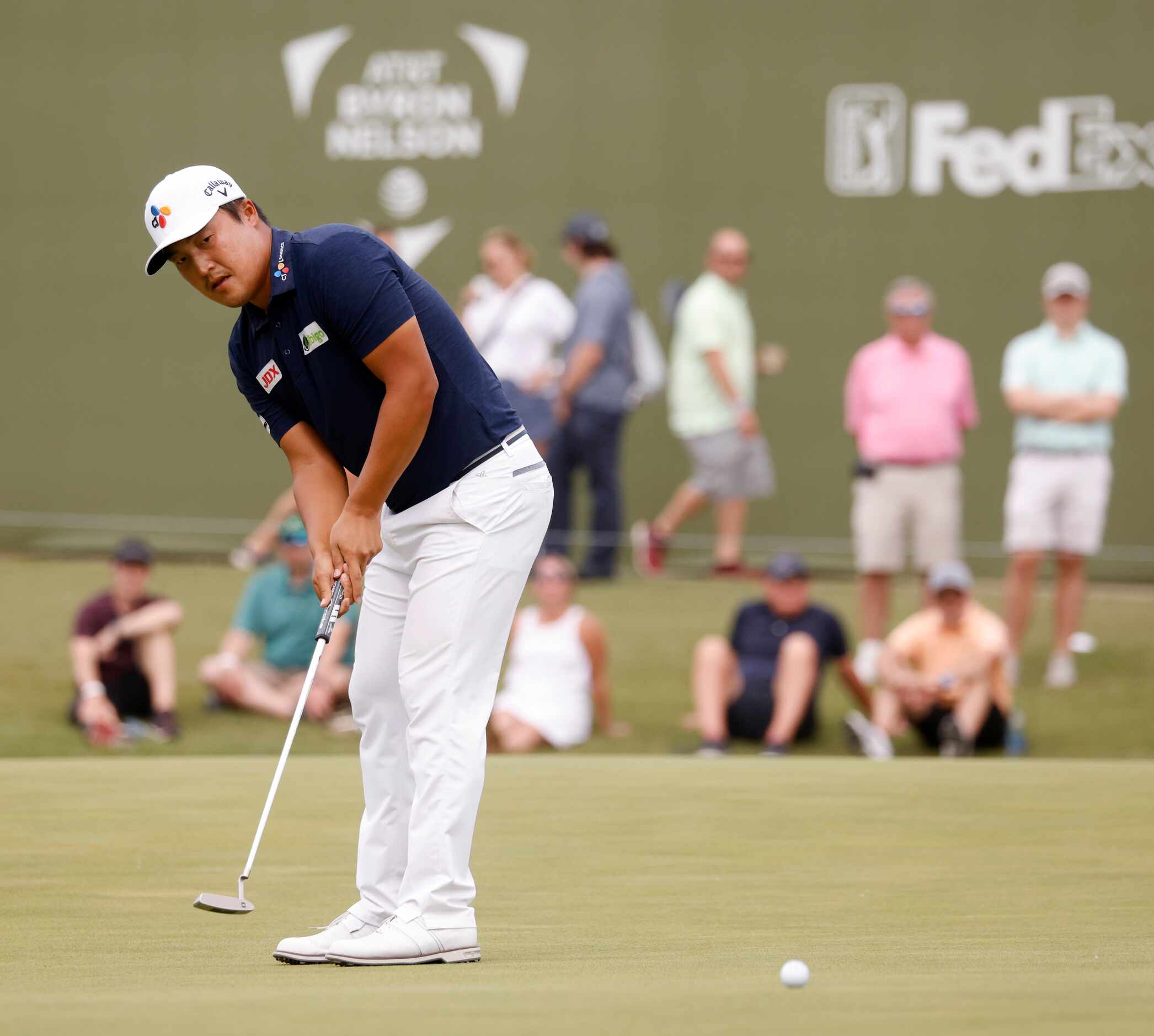 Kyoung-Hoon Lee putts on the 16th hole during round 3 of the AT&T Byron Nelson  at TPC Craig...