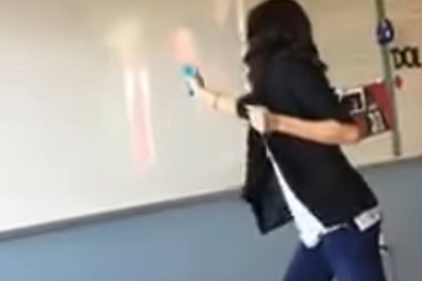 A screen shot of a video posted to Instagram on Jan. 20 shows a Dallas ISD employee...