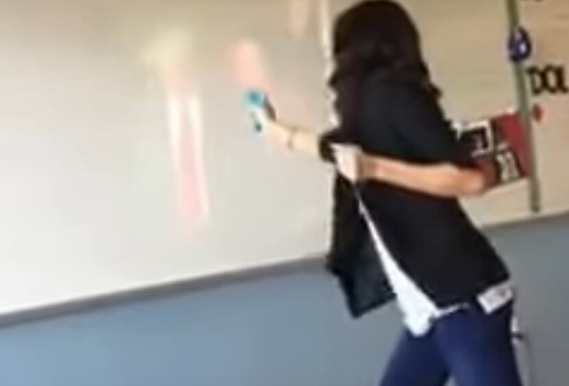 A screen shot of a video posted to Instagram on Jan. 20 shows a Dallas ISD employee...