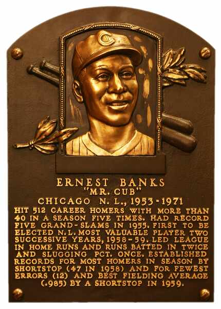  Ernie Banks' plaque at the Baseball Hall of Fame in Cooperstown, N.Y.