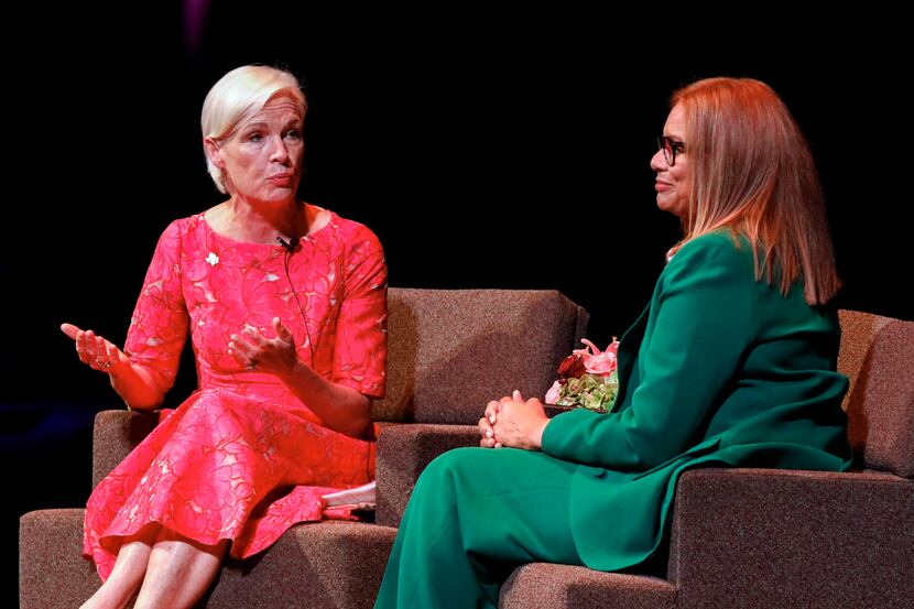 Former Planned Parenthood Federation of America president Cecile Richards speaks with...