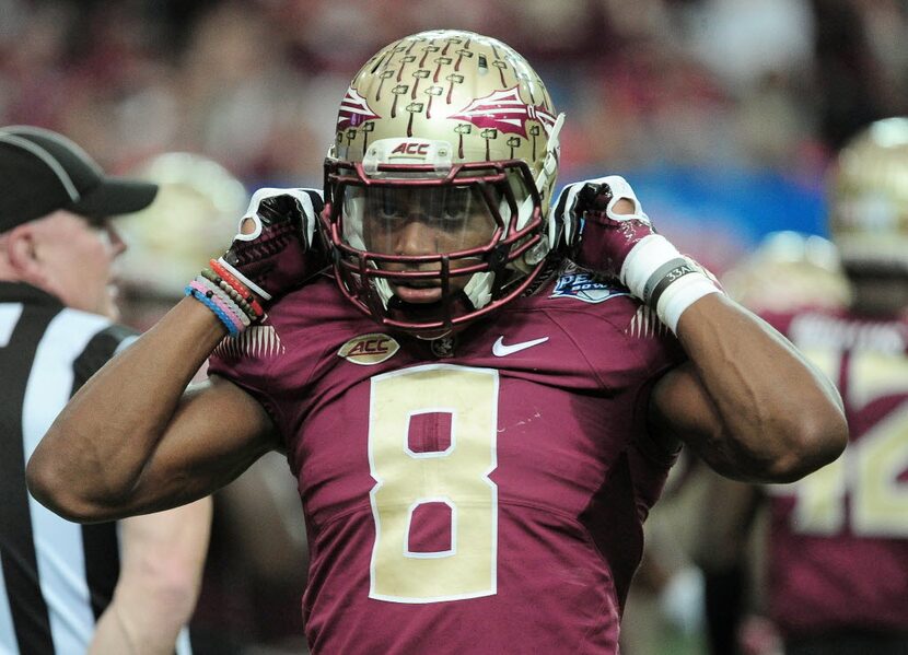 ATLANTA, GA - DECEMBER 31: Jalen Ramsey #8 of the Florida State Seminoles heads off the...