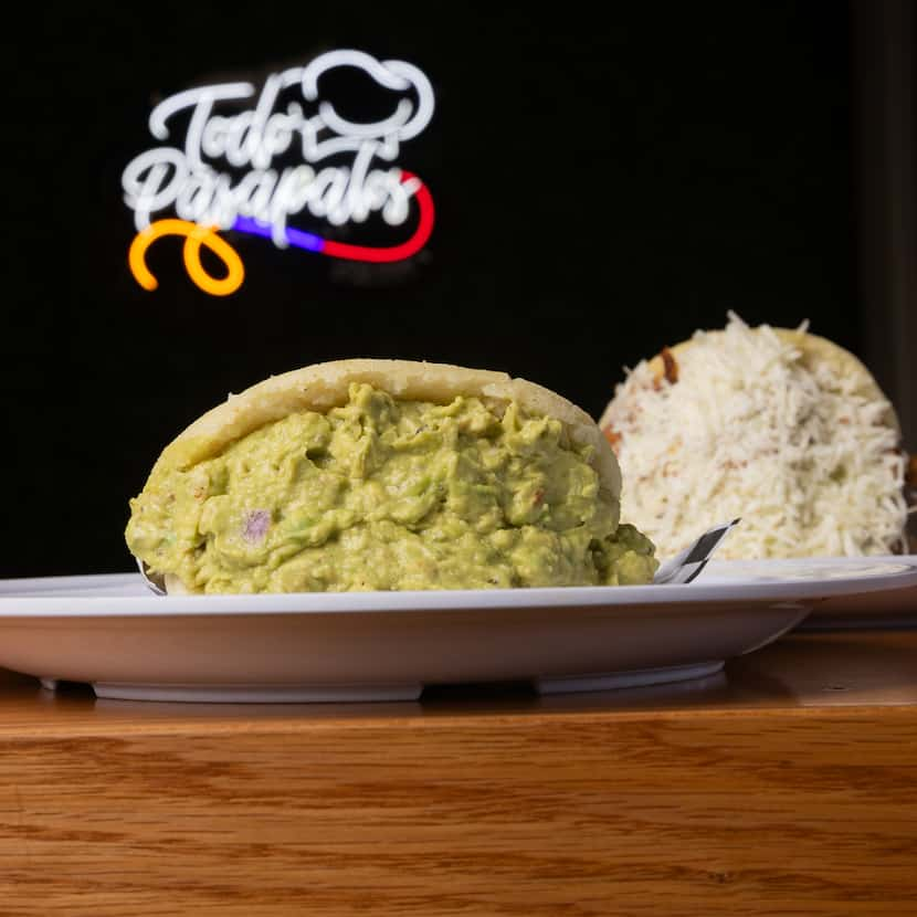 A Reina Pepiada arepa, left, and a Carne Mechada arepa at Venezuelan restaurant Todo...