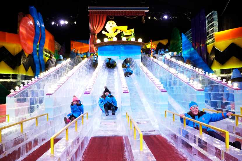Ice slides are a popular attraction at the Gaylord Texan ICE! exhibit. The 2019 exhibit...