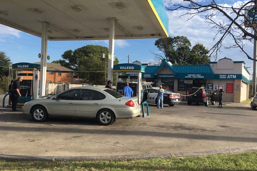 Gunshots were reported Monday morning at a Valero station on South Marsalis Avenue.