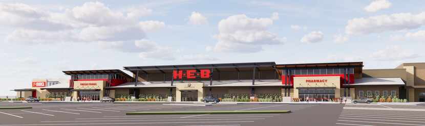 Rendering of the H-E-B store in Plano that's scheduled to open in fall 2022 on the southwest...