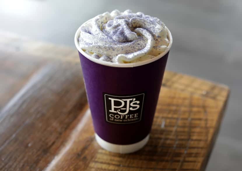 The king cake latte at PJ's is seasonal, available until the end of February.