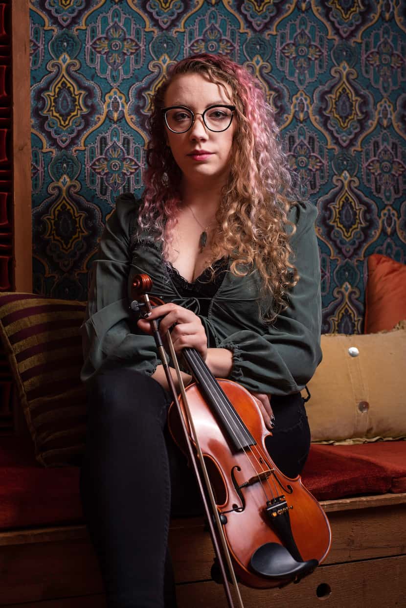 Musician Scarlett Deering, 29, at Acoustic Kitchen Recording Studio in Dallas, Tuesday,...