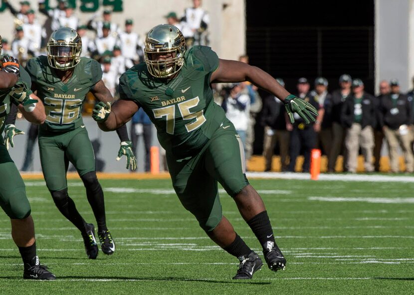 Dec 5, 2015; Waco, TX, USA; Baylor Bears defensive tackle Andrew Billings (75) rushes...