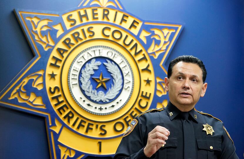 Harris County Sheriff Ed Gonzalez speaks during an April 20, 2021, press conference related...