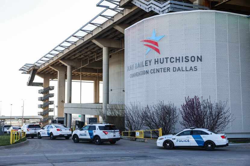 Federal Protective Service Police arrive to the Kay Bailey Hutchison Convention Center in...