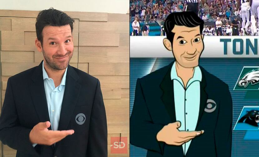 Tony Romo and his cartoon self. 