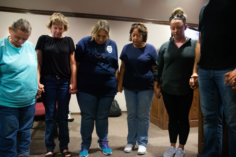 Community members met for prayer before the City Council meeting in Ferris on Oct. 7, 2019....