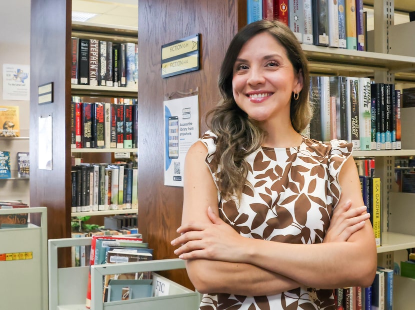 Adult education student Jessica Uzcátegui stands for a portrait at Saginaw Public Library on...